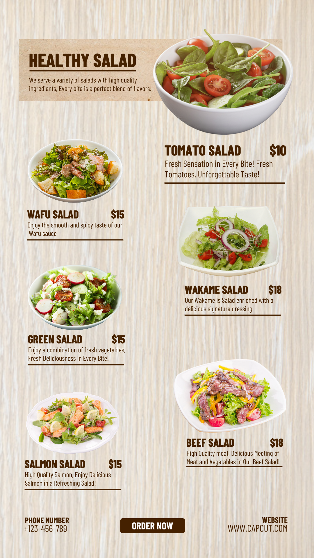 Food Menu Healthy Salad Instagram Story Modern Style