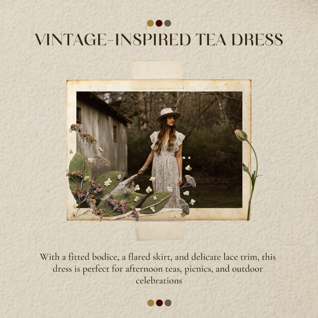 Facebook Anzeigen Kleidung und Schuhe Sommerkleid Display Facebook Post Vintage Braun 