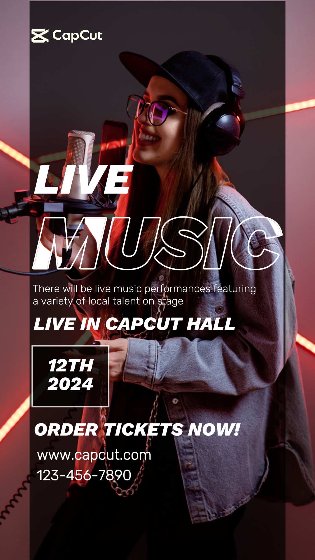 Música ao vivo Instagram Story Simple Minimalist