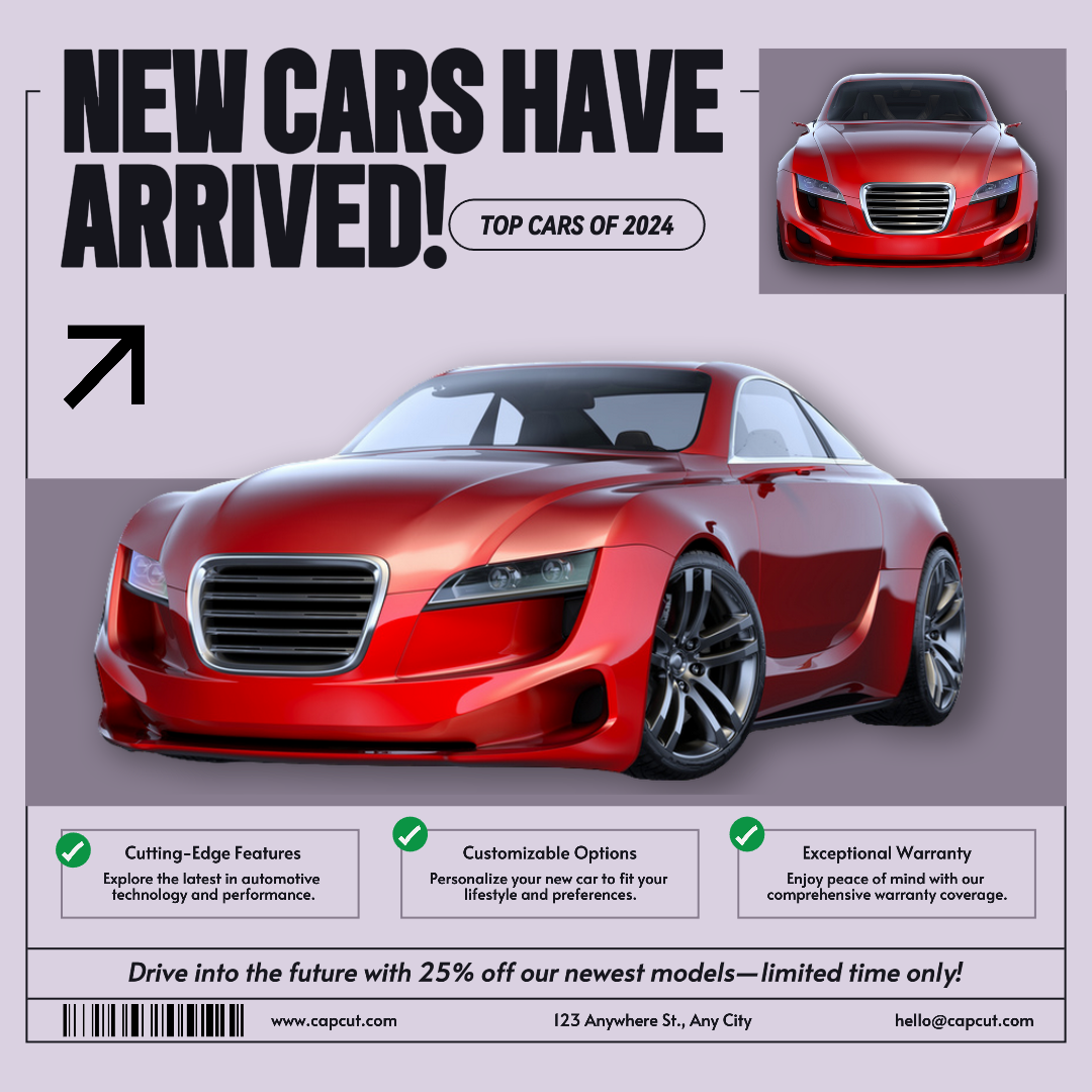 Voitures - Affiche marketing Ventes de voitures post Instagram