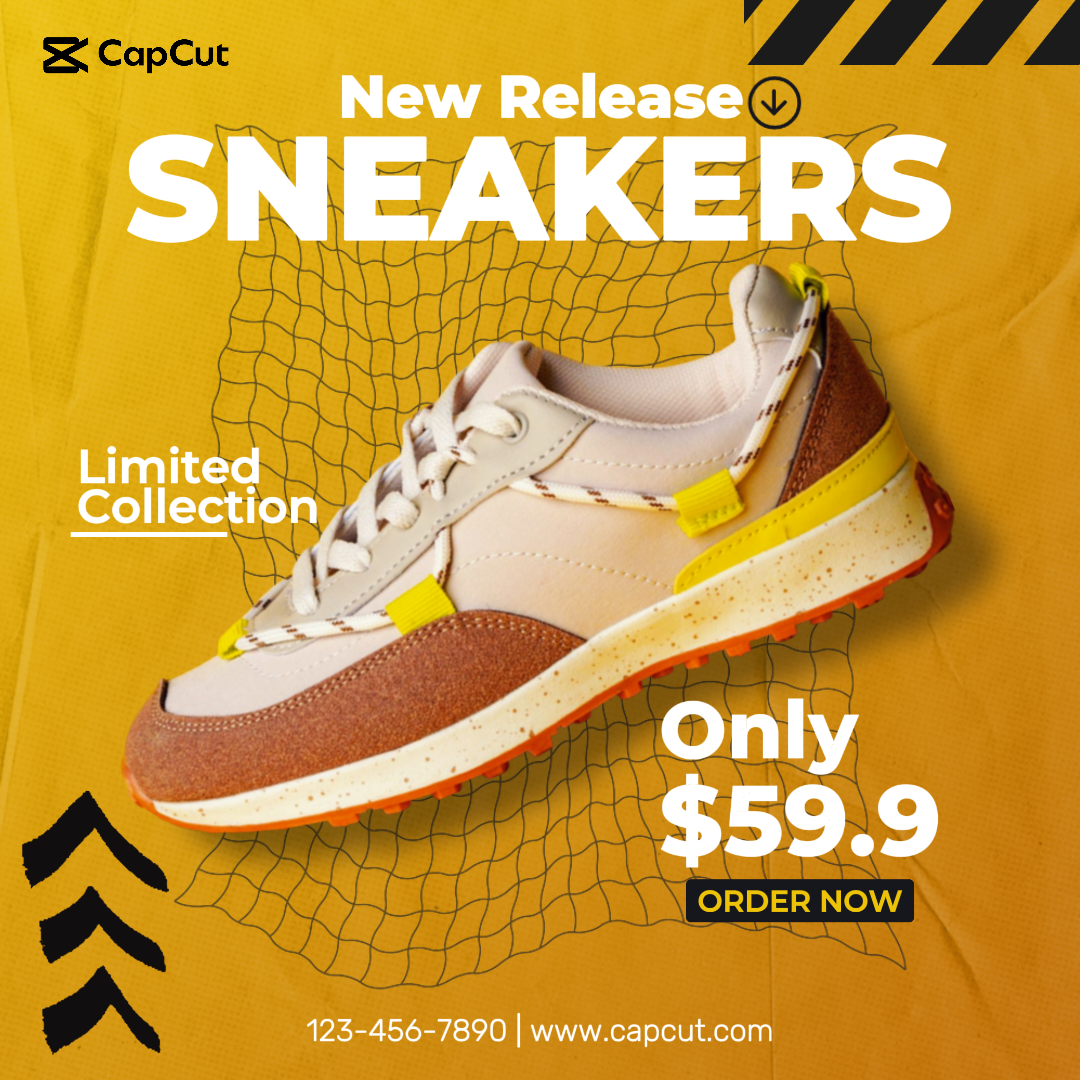 Sepatu Poster Pemasaran Instagram Post Sneakers Oranye 8