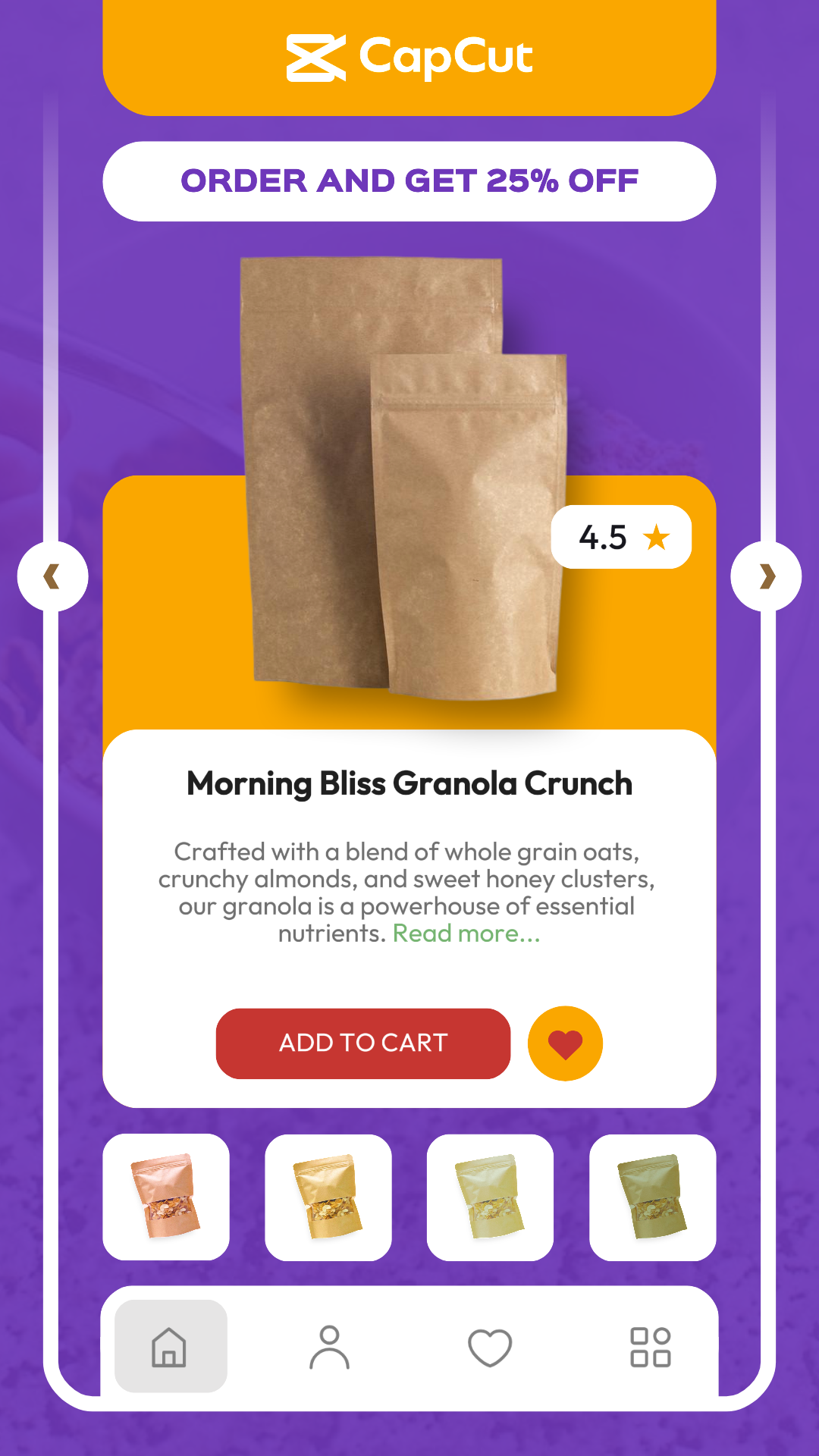   Anúncio Food Showcase - Mobile UI - Tiktok - Amarelo Violeta