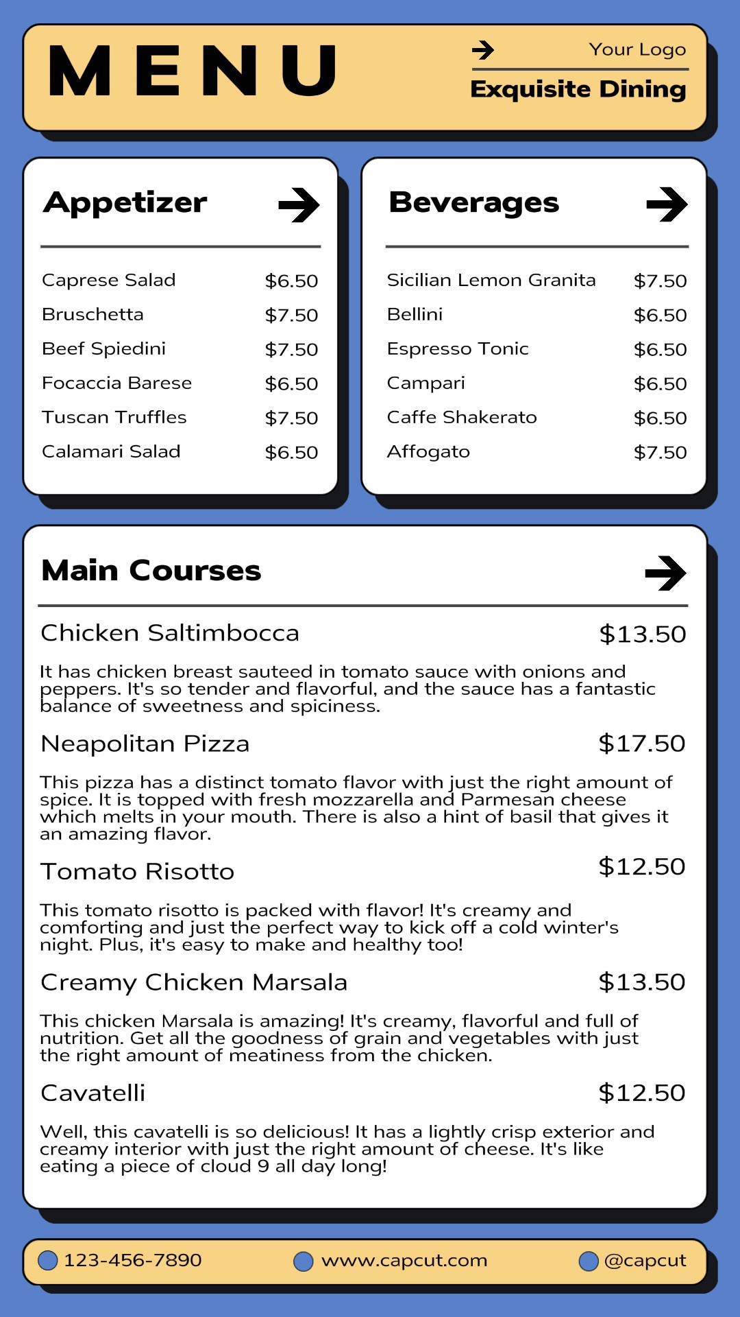 Essen Italienische Speisekarte Instagram Story