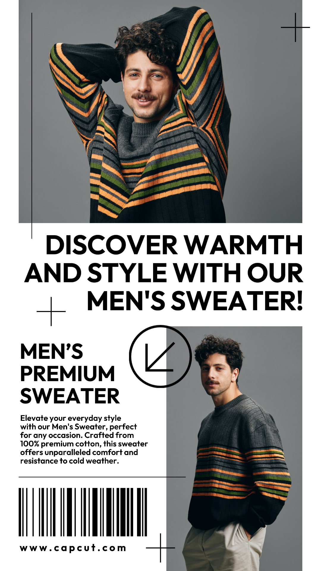 Cartel de Marketing de Ropa Producto de Exhibición Suéter de los Hombres Historia de Instagram