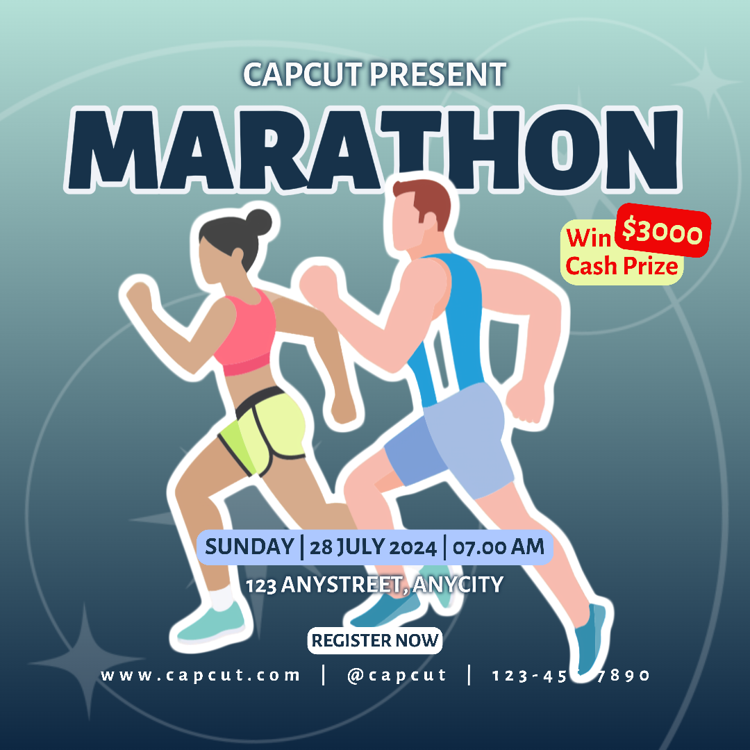 OLAHRAGA DAN PERTANDINGAN PEMASARAN POSTER ATHLETICS INSTAGRAM KARNIVAL POST BIRU DAN PUTIH