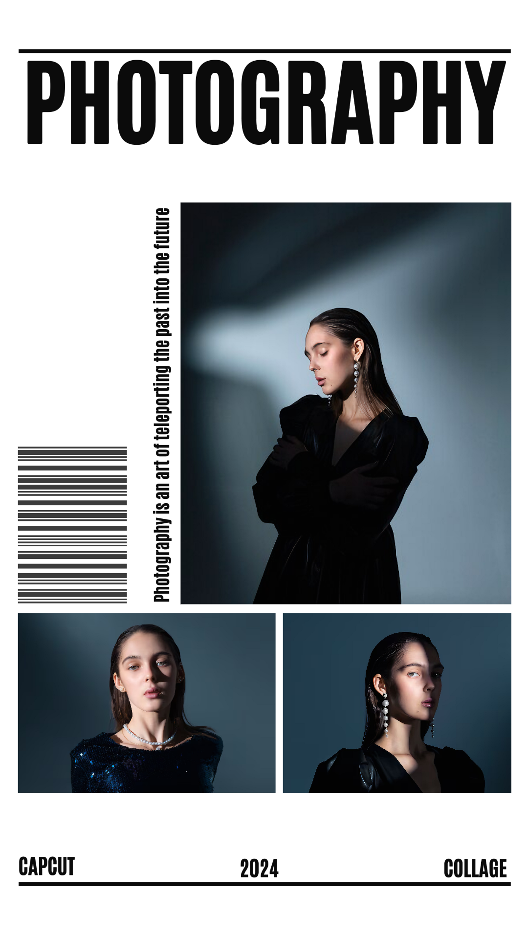 Colagem Minimalista Pôster Criativo História do Instagram Preto e Branco