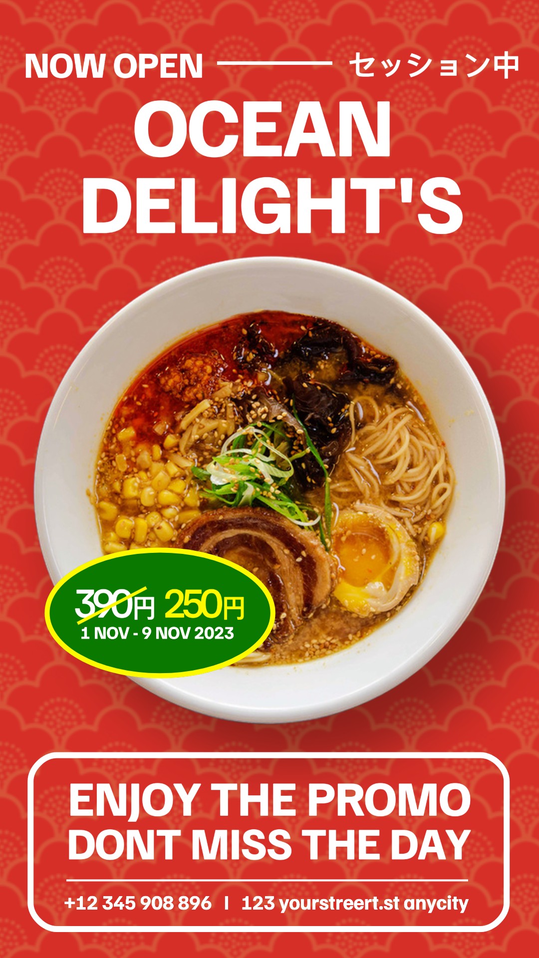 Food Ramen Restaurant maintenant ouvert Instagram Story