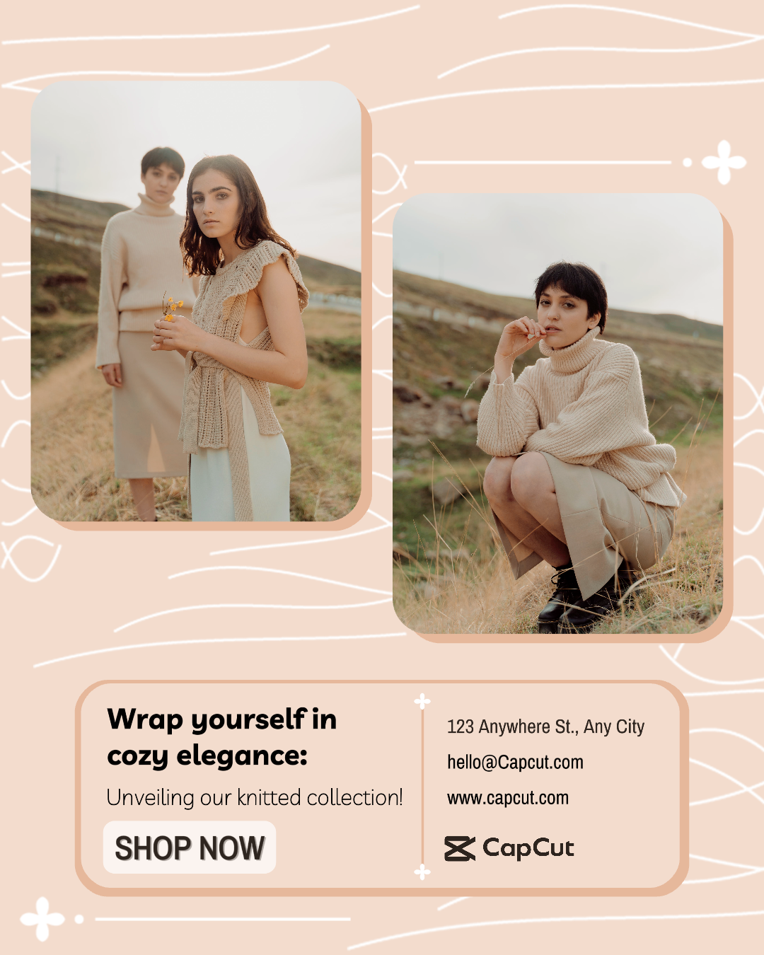 Clothing - Marketing Poster - Knitted Collection - IG Post - Peach Minimalist