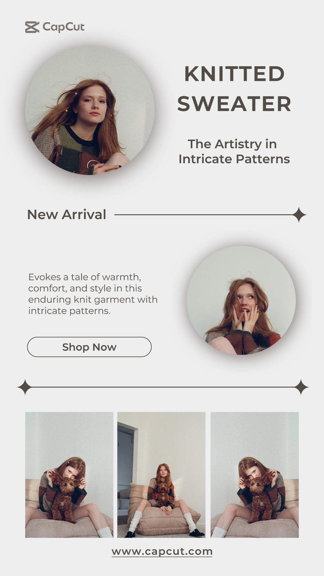 Ropa de Marketing nueva Llegada Instagram Story Top Suéter de Punto Marrón