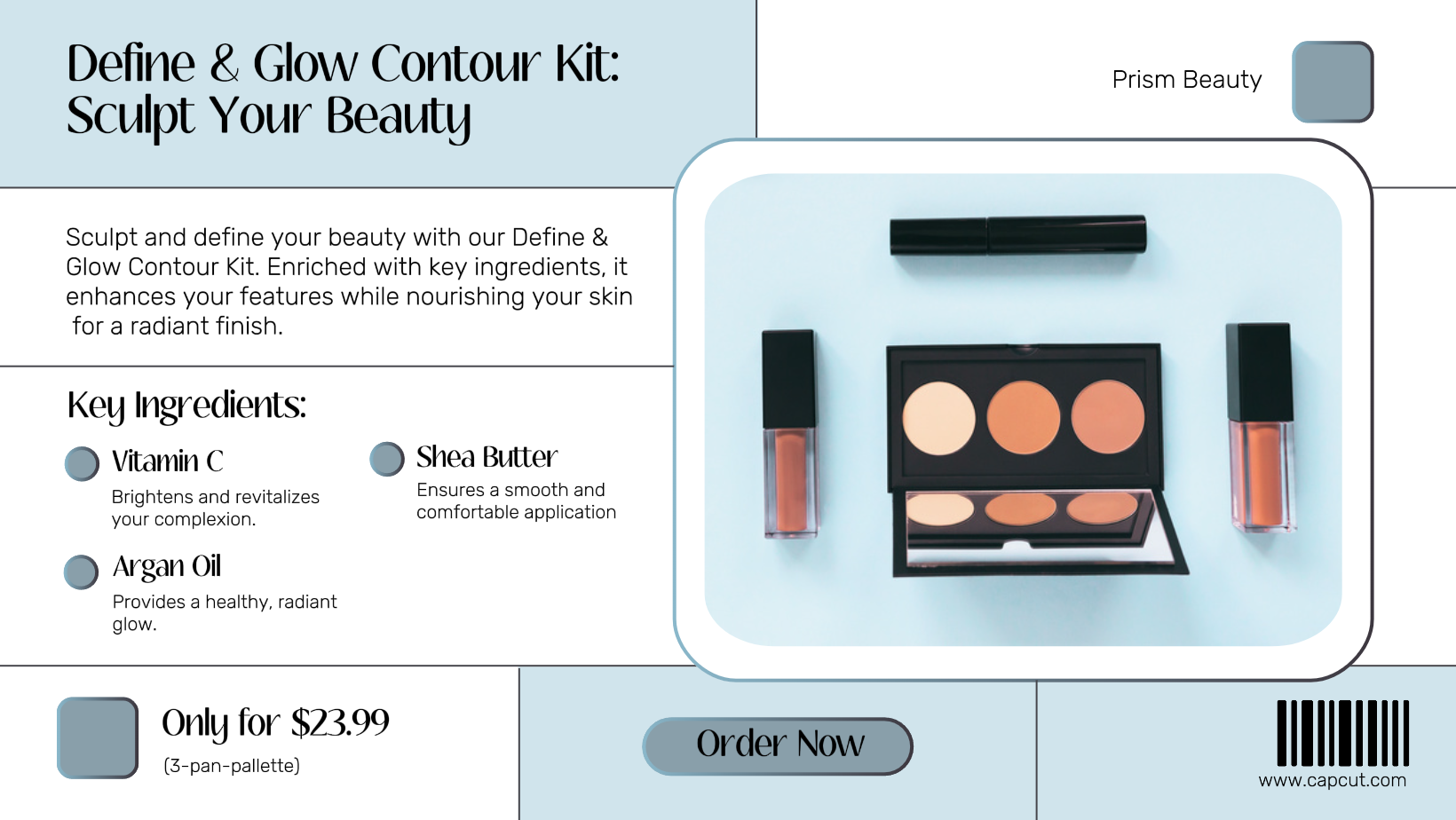 Kit contour maquillage promotion couverture facebook bleu