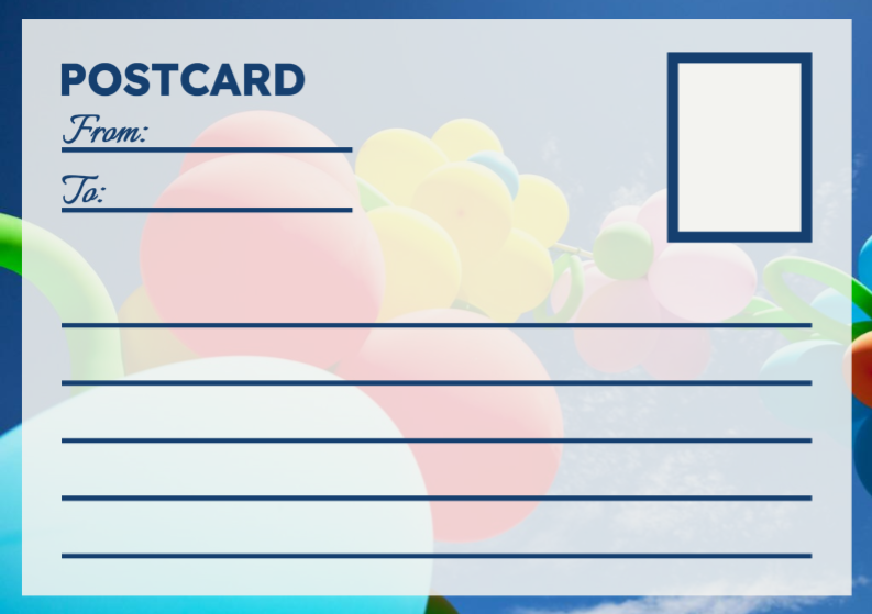 Carte postale non marketing style bleu