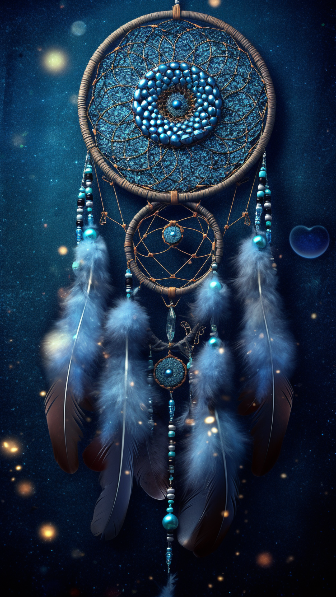 Wallpaper creative poster a gorgeous Feather Dreamcatcher in Blue Tones