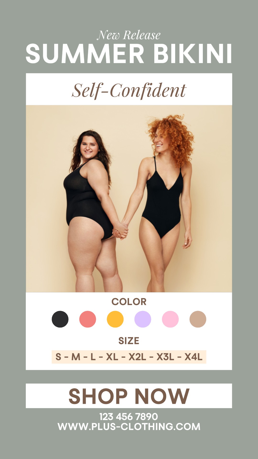 Bikini de verano de talla grande, publicación de historia de Instagram