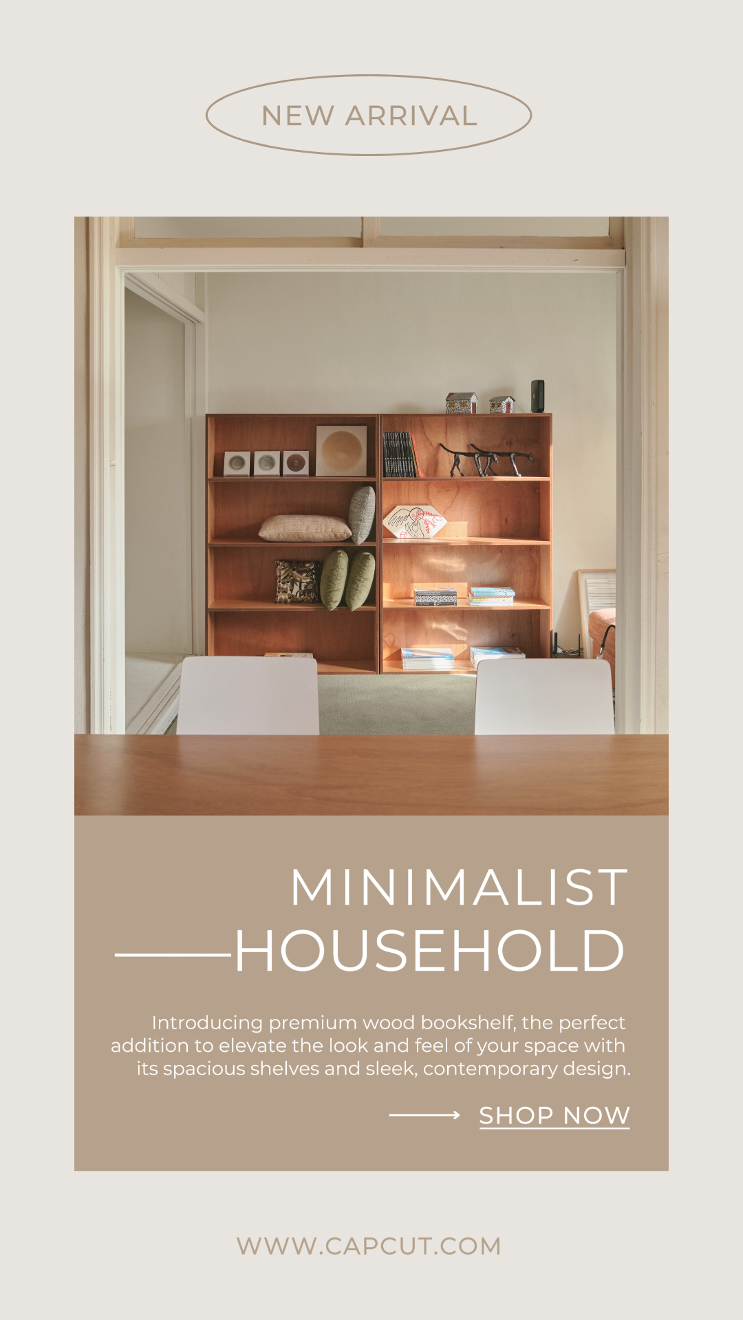 Marketing Hogar Recién Llegado Instagram Story Madera Estantería Marrón