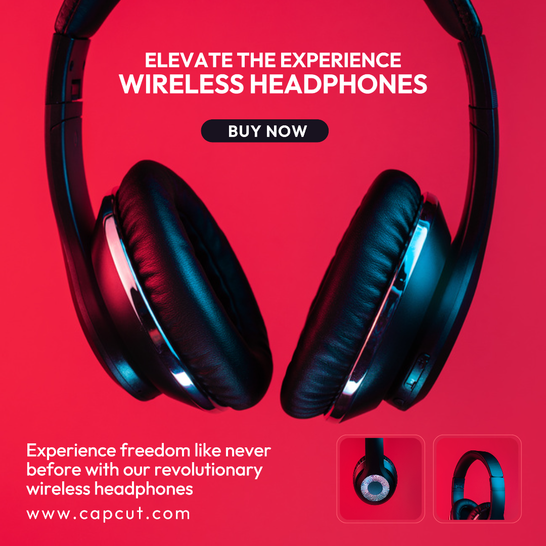 Facebook ads electronics marketing poster product display wireless headphone