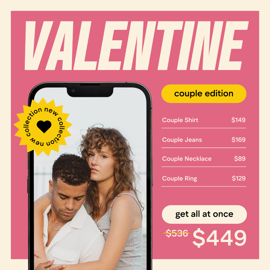 Venda de roupas para o dia dos namorados Instagram Post Rosa