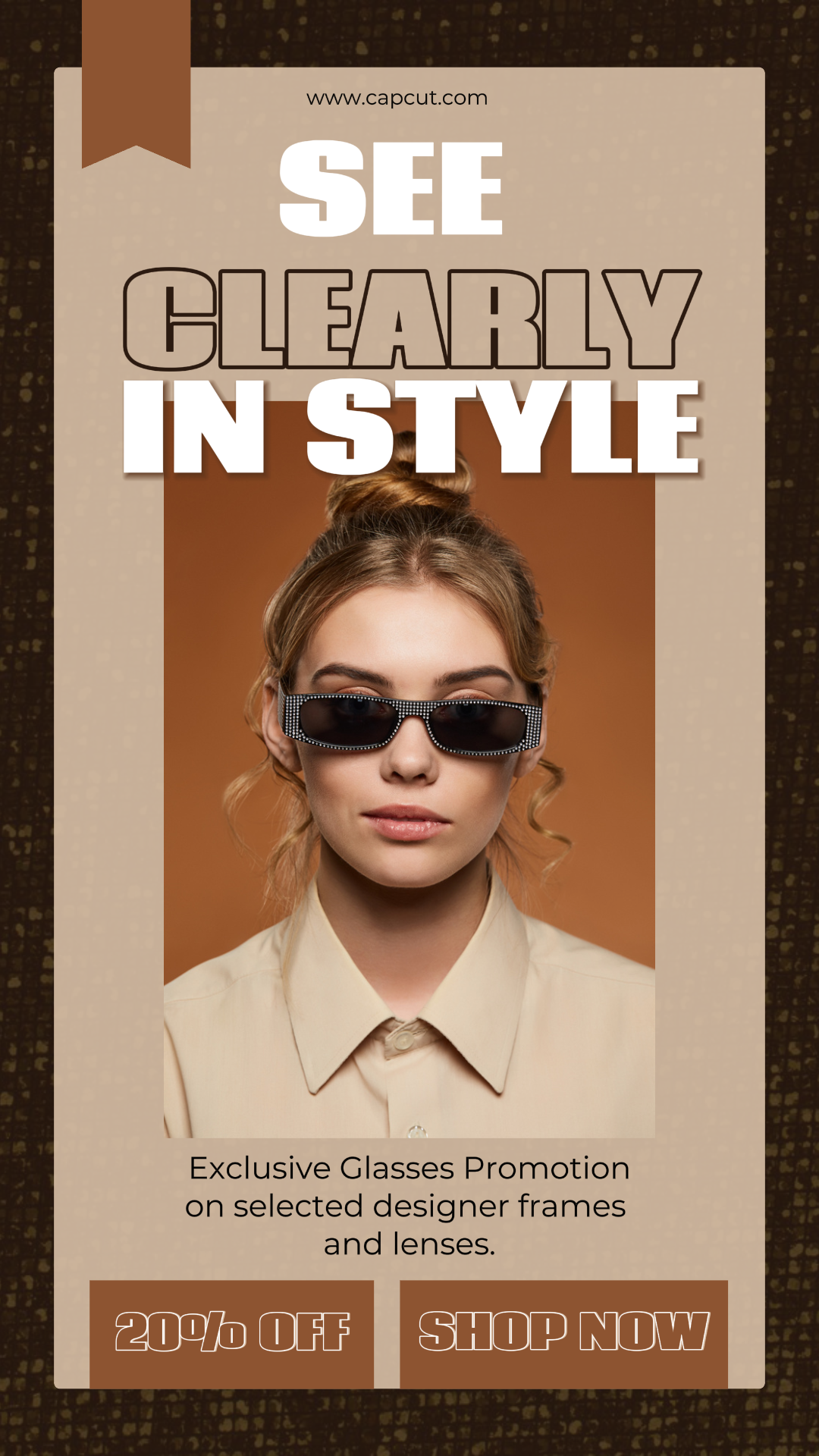 Lunettes marron Promotion de la mode Instagram Story