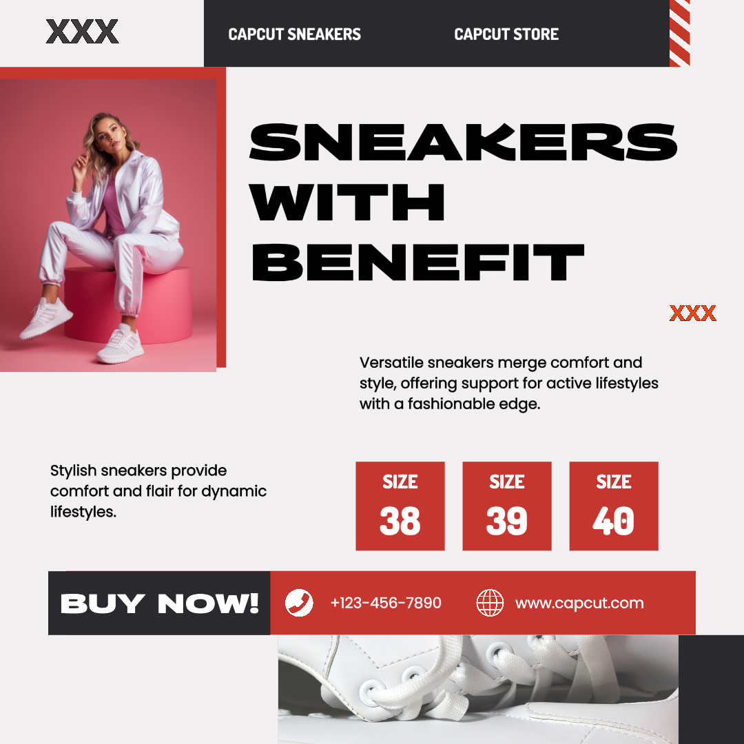 E-commerce Shoes Product Callout White Red Modern