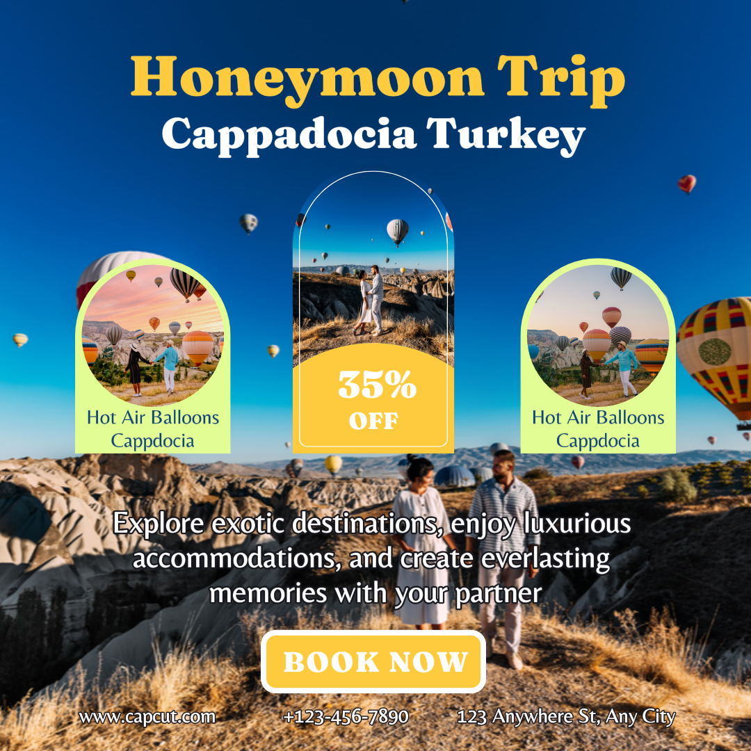 TRAVEL CREATIVE POSTER HONEYMOON TRIP PROMOTION INSTAGRAM POST BLUE WHITE
