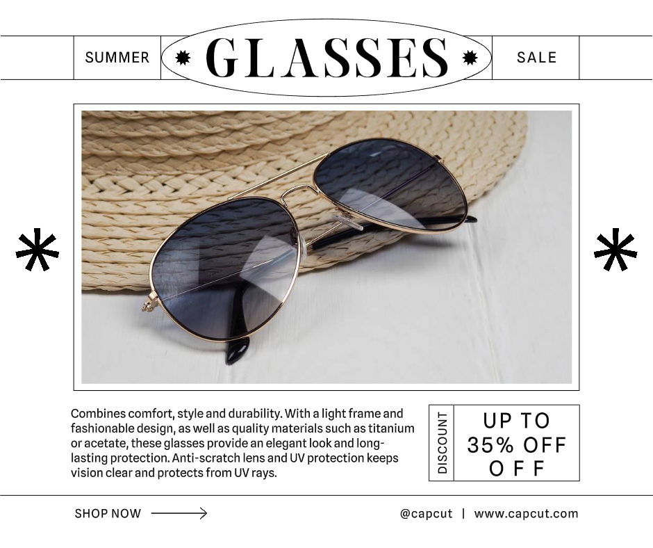 Bijoux et accessoires Marketing Poster Lunettes Facebook Post