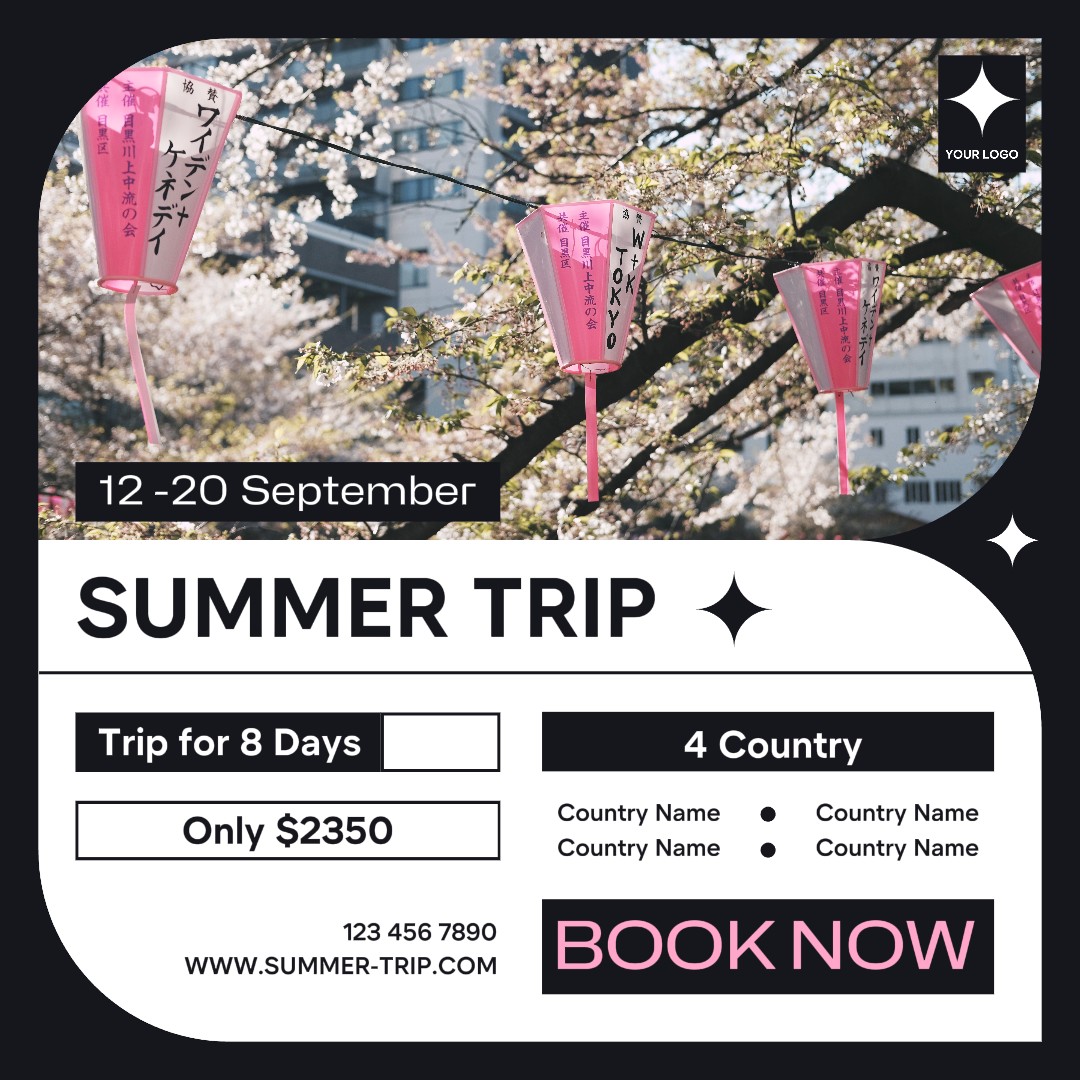 Publicação moderna da promoção da viagem de verão no Instagram