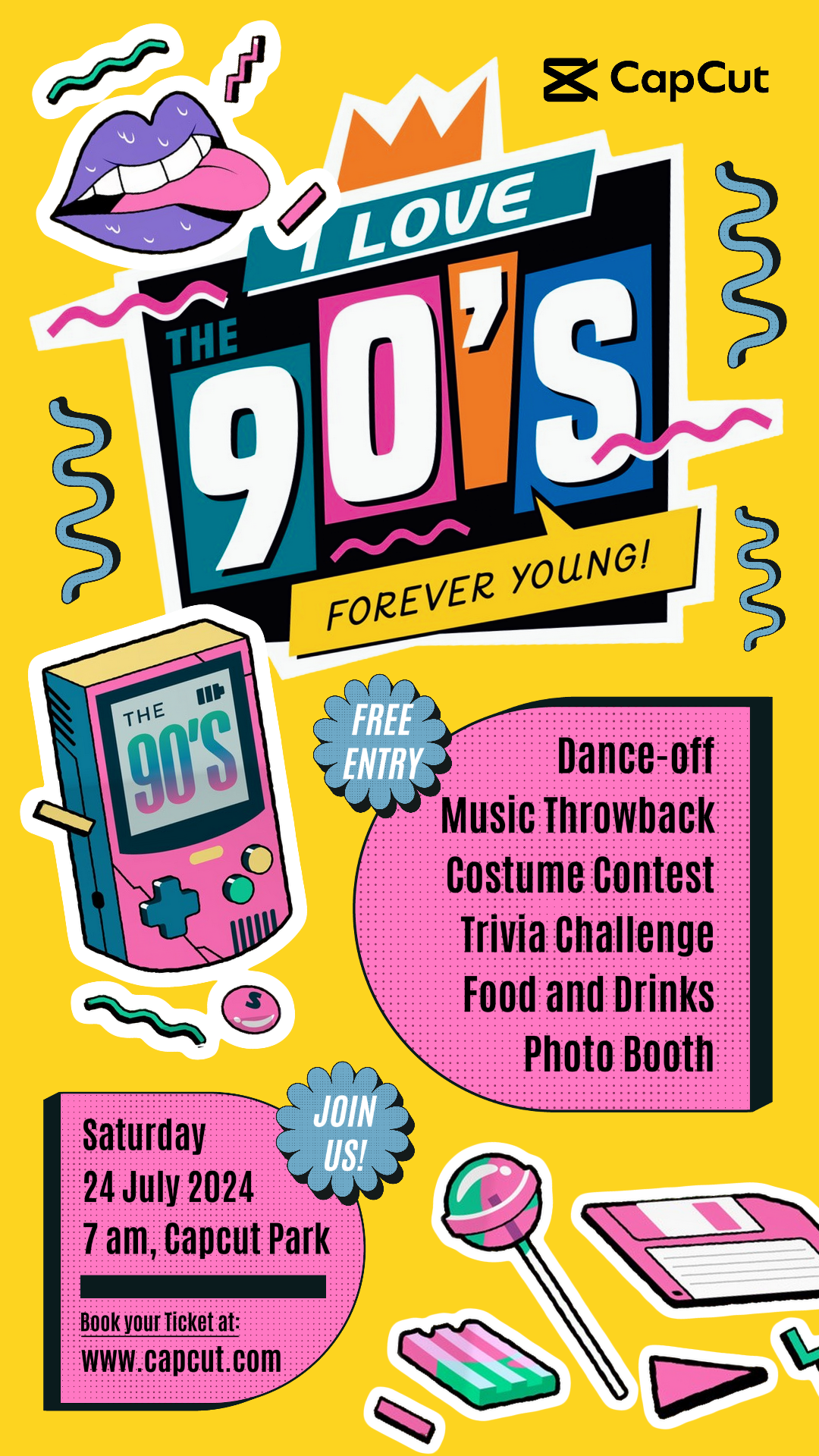 Entertainment 90 's Party Instagram Story Rétro Groovy