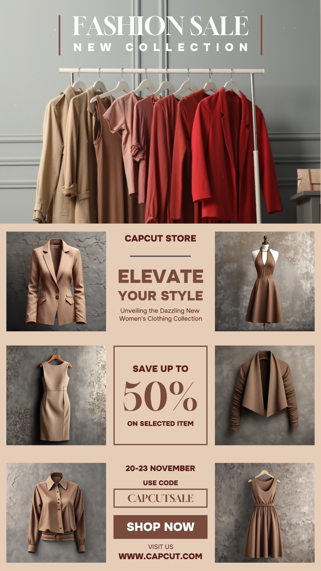 인스타그램 스토리를 위한 새로운 컬렉션 여성 드레스 제품 디스플레이