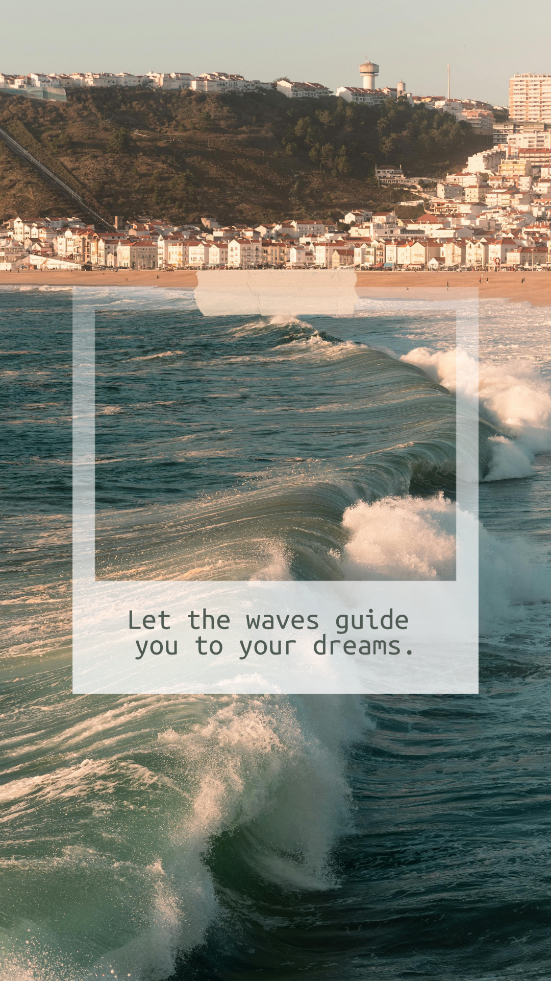 Wallpaper Creative Poster Scenery Sea Waves with Quote - Pippit, image size:1080x1920