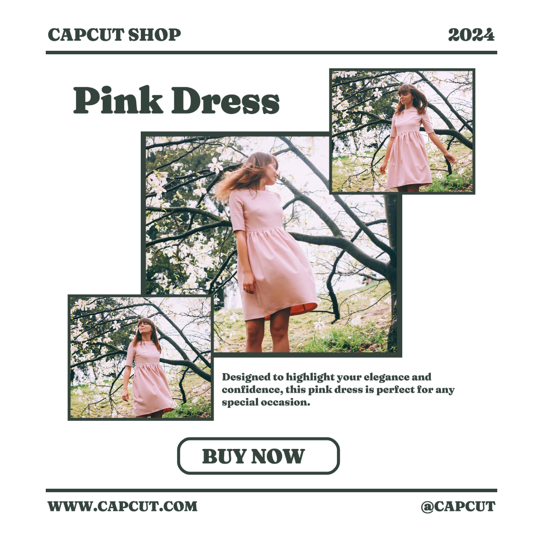 Cartel de marketing de collage minimalista, publicación de Instagram, vestido rosa