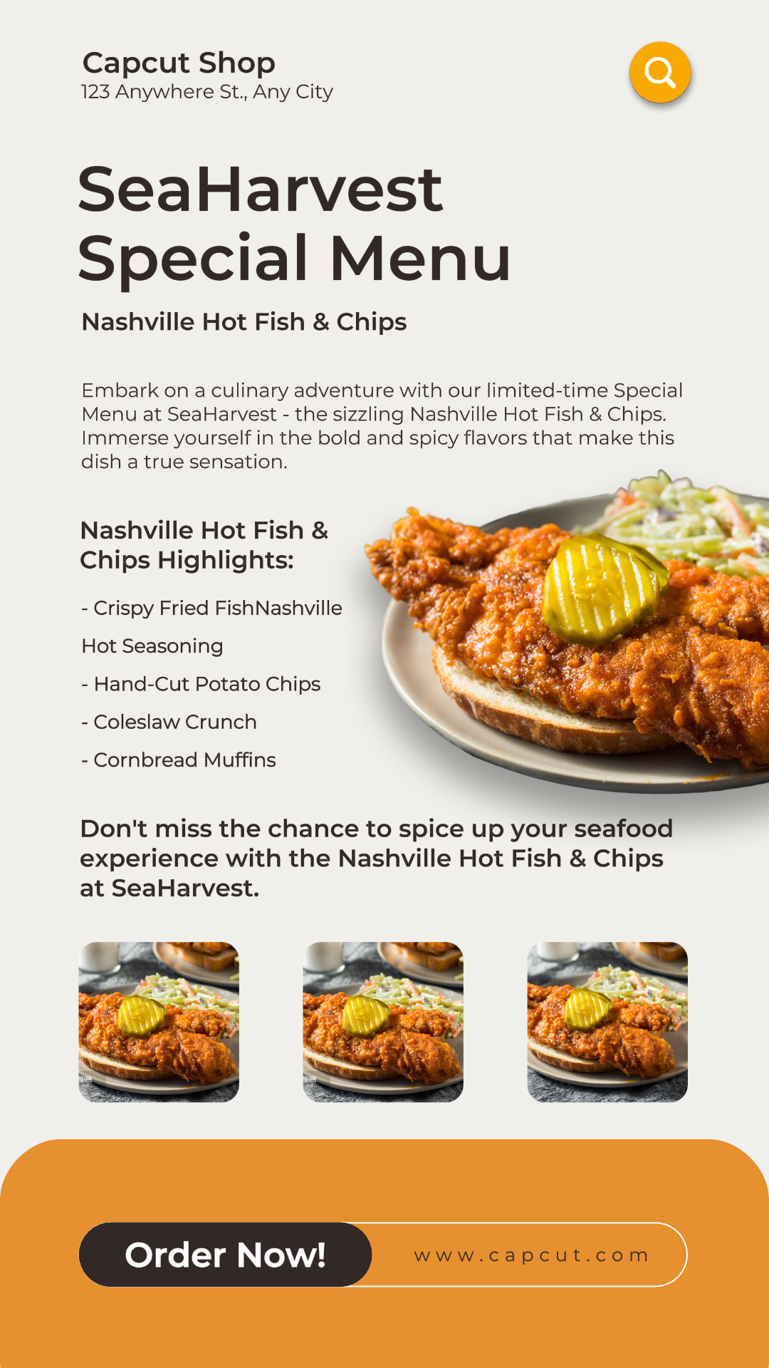 Comida do Mar Menu especial Instagram Story