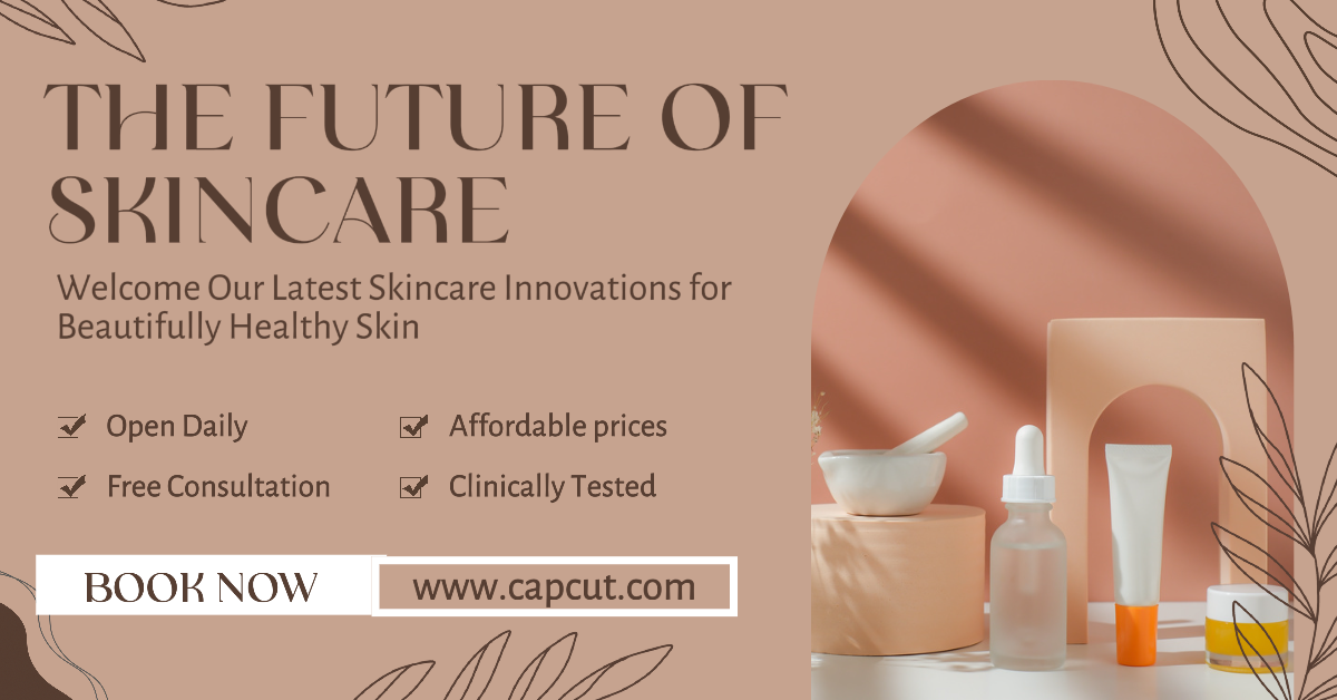 Publicités Facebook, affiche marketing beauté, esthétique des soins de la peau dans des couleurs marron pastel (paysage)