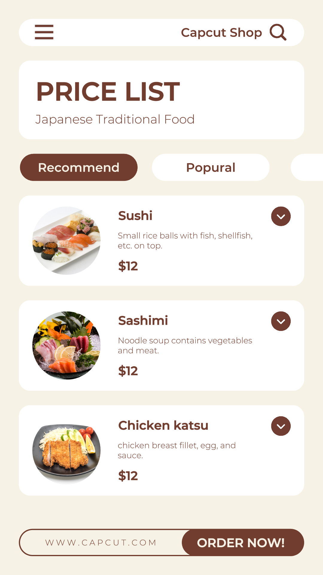 Comida Menu Tradicional Japonês História do Instagram
