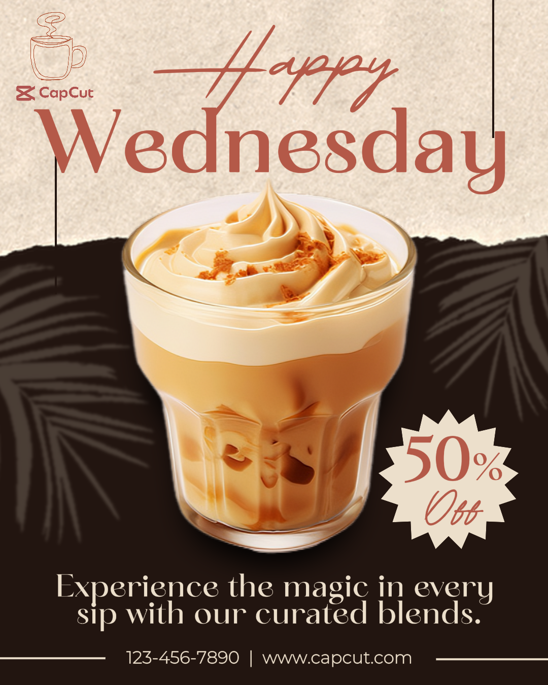 Trinken Mittwoch Kaffee Instagram Post Dunkelbraun Einfach 23