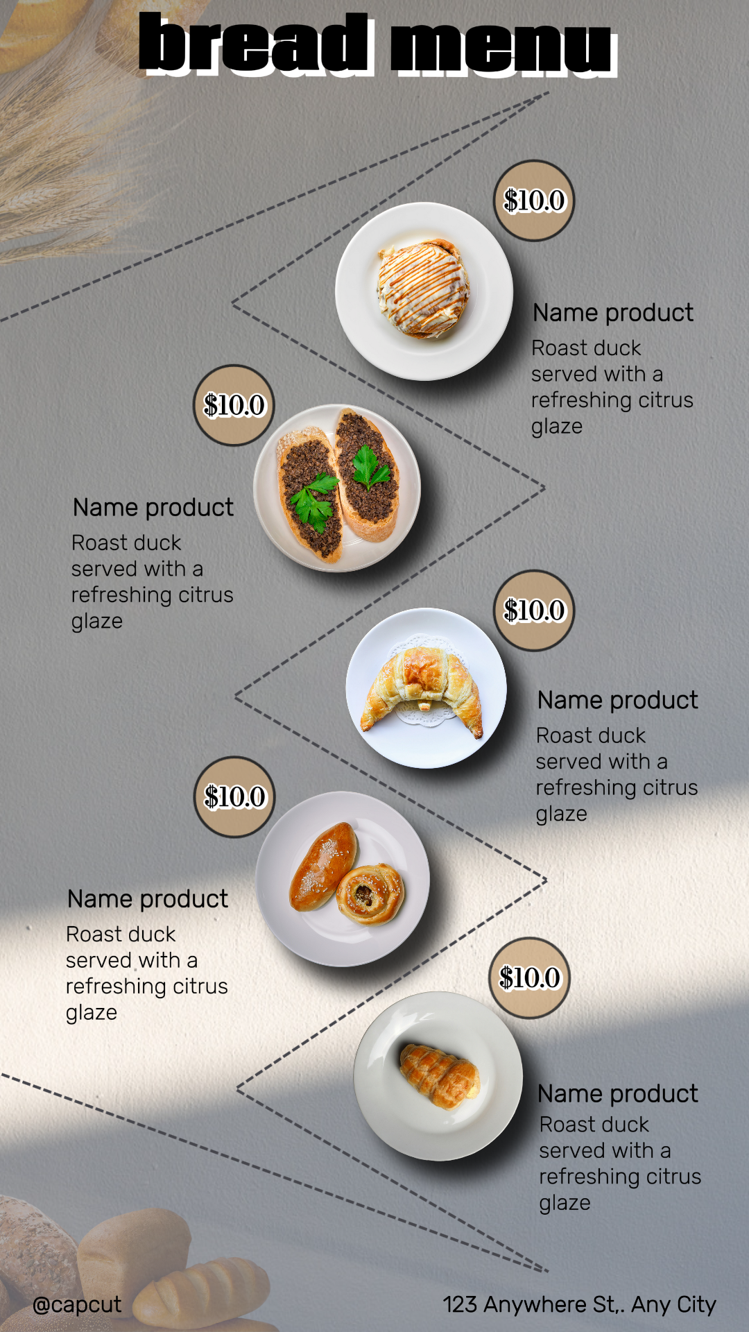 Menu de pão branco estilo quente para histórias do Instagram