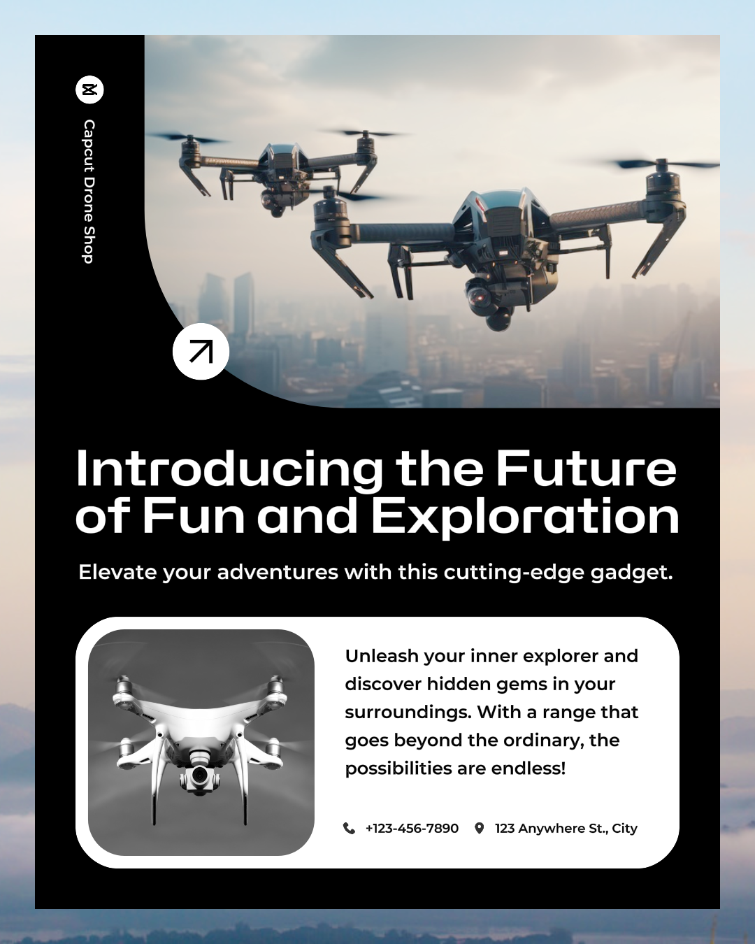 Retrato do Instagram do produto do drone eletrônico