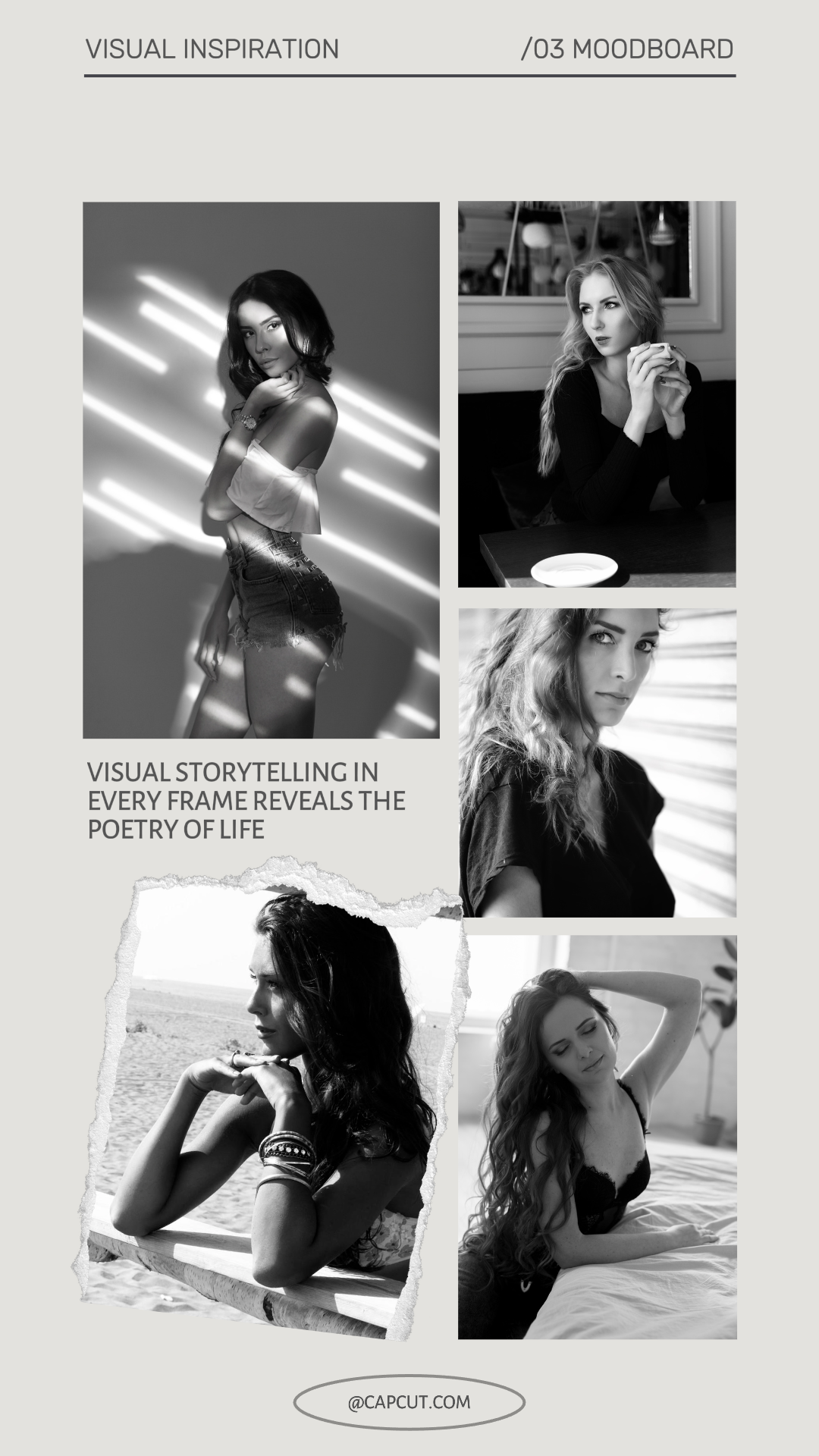 Kolase Minimalis Inspirasi Visual Moodboard Tiktok Post Grey