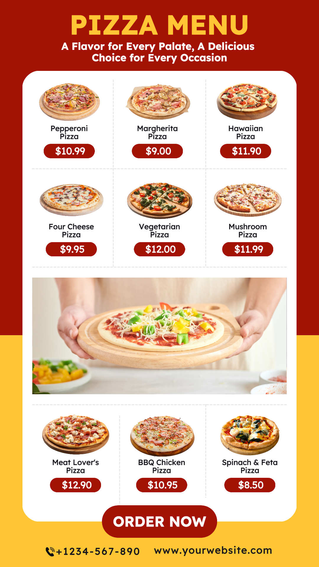 Menú de pizza de comida y bebida Historia de Instagram