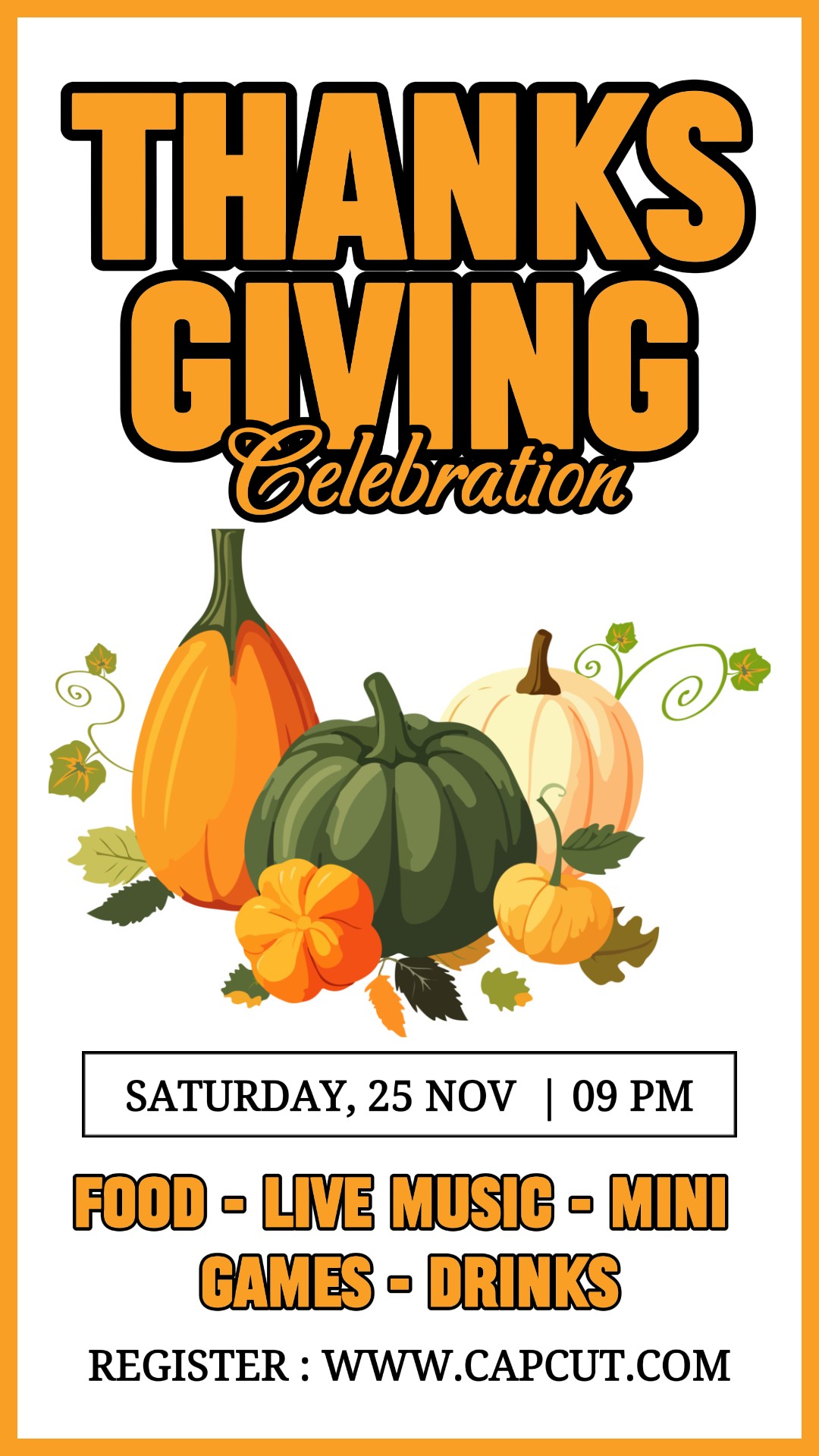 Invitation à la célébration de Thanksgiving Histoire Instagram