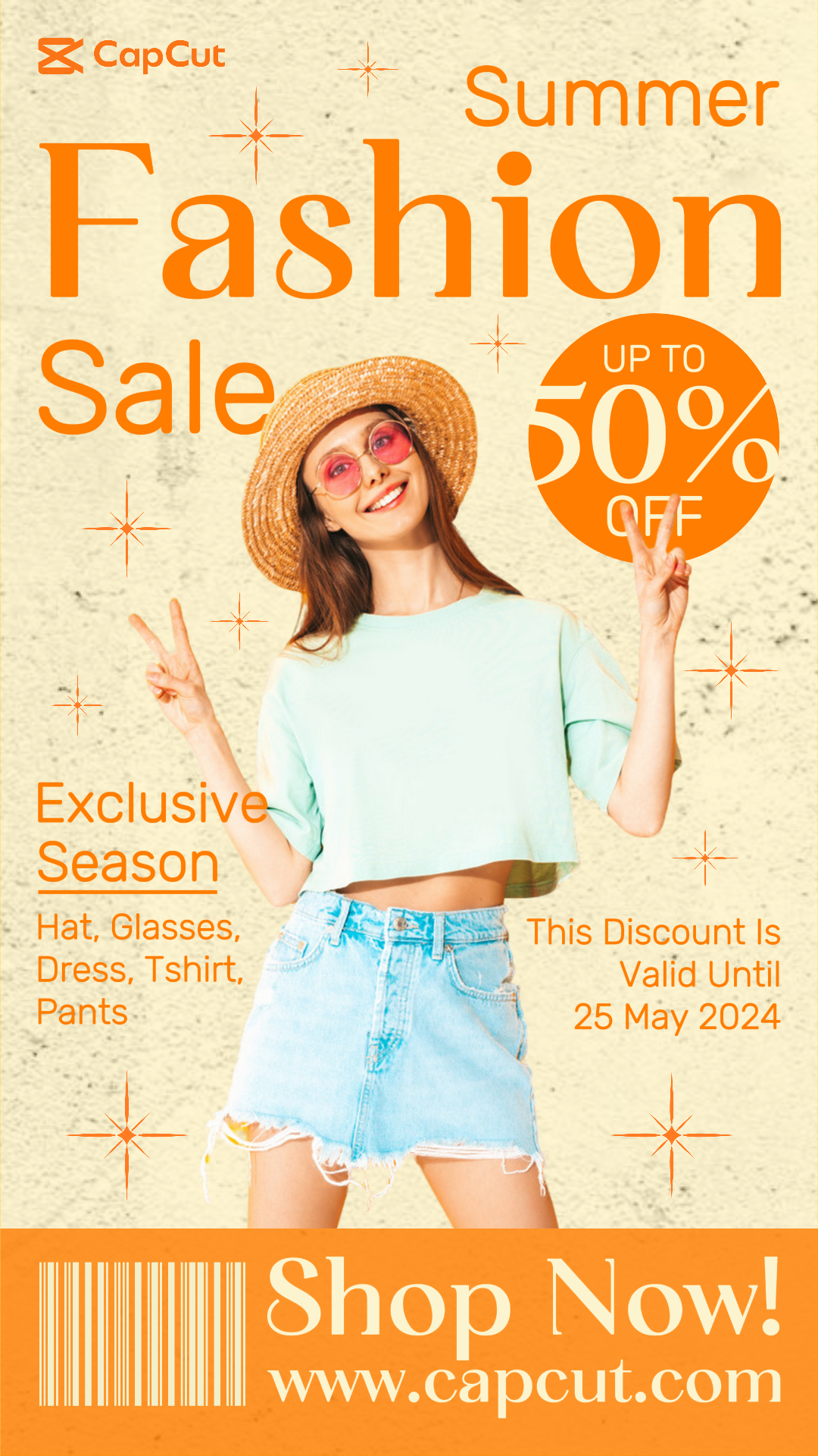 Vêtements et chaussures - Affiche marketing Vente de mode Style d'été Histoire des médias sociaux