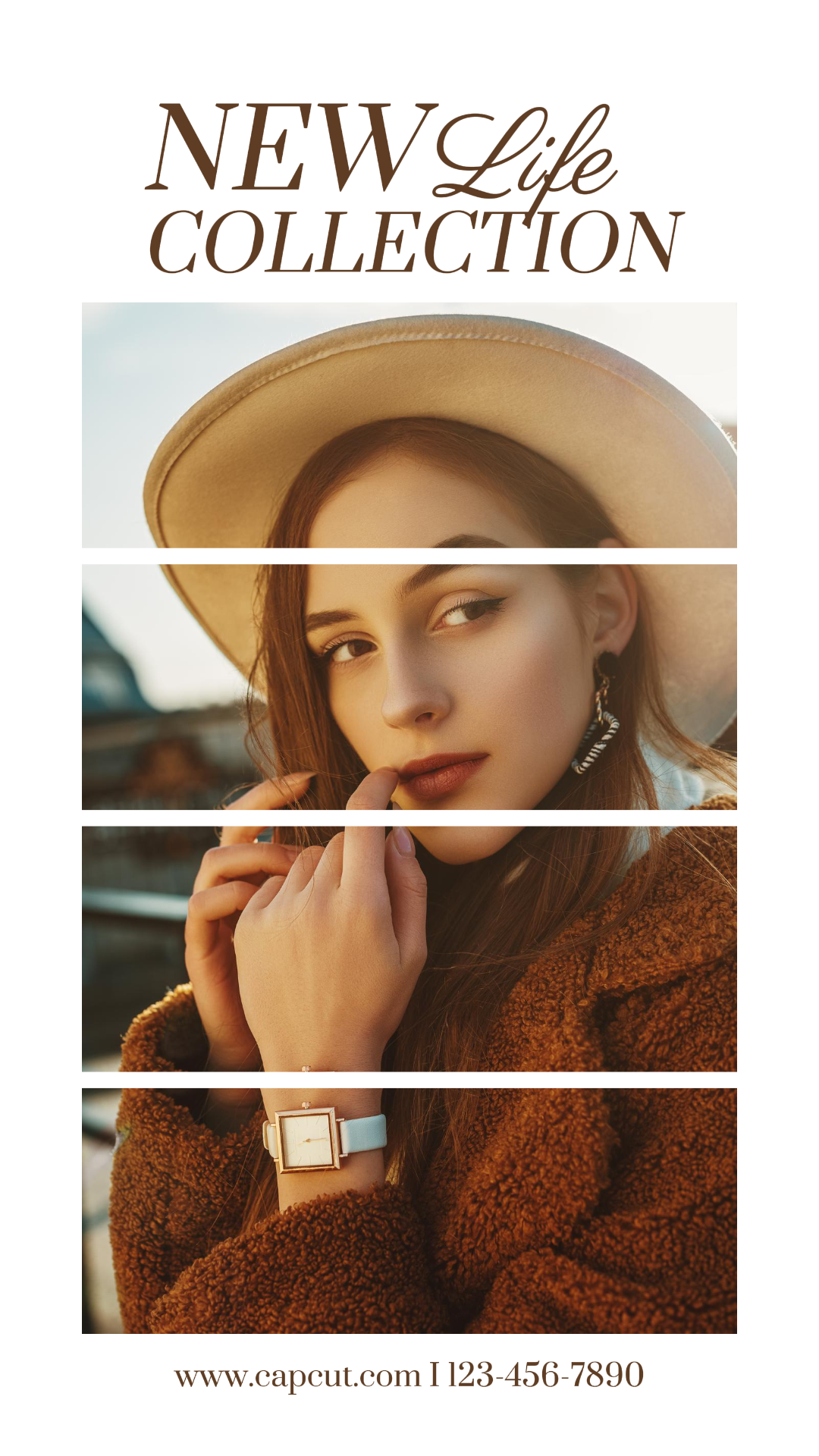 Affiche marketing de collage minimaliste tiktok nouvelle collection marron