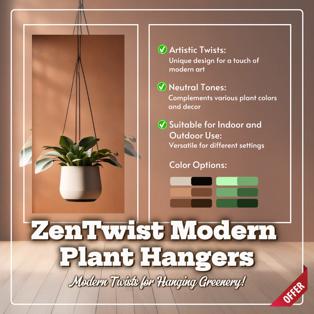 E-commerce Doméstico ZenTwist Moderno Planta Cabides Produto Chamada