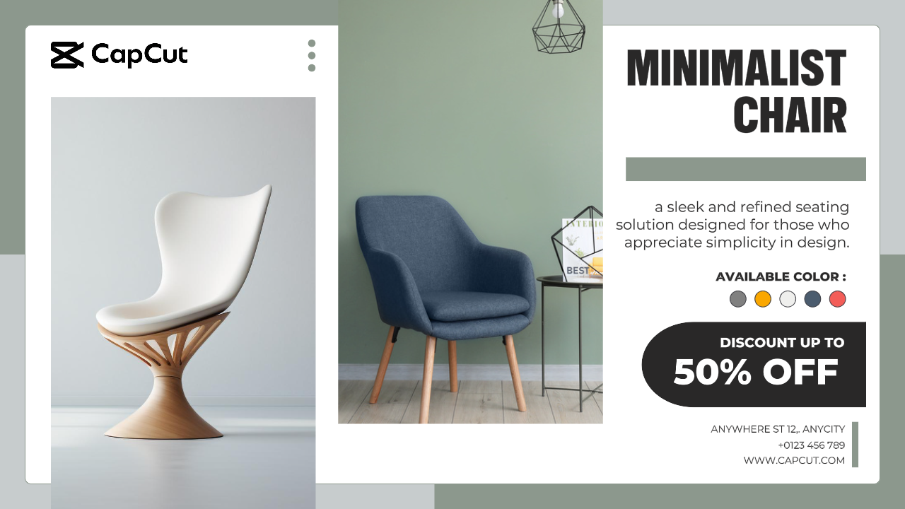 Banner de promoción de silla minimalista