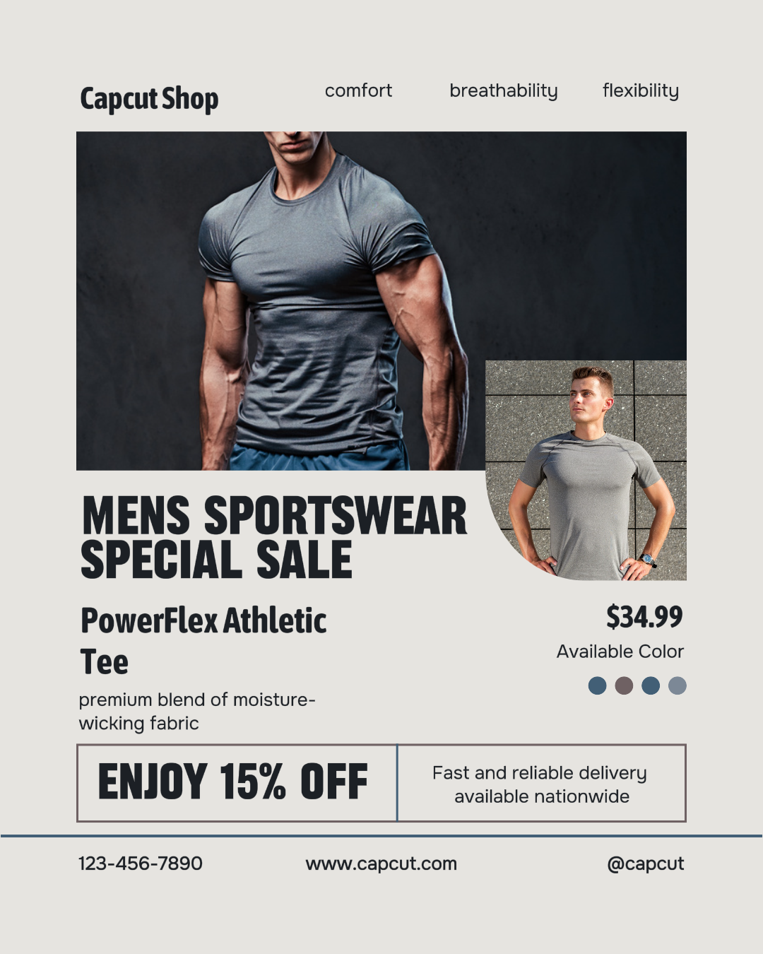 Affichage de produits de vêtements de sport pour hommes de l'industrie de la mode Portrait Instagram