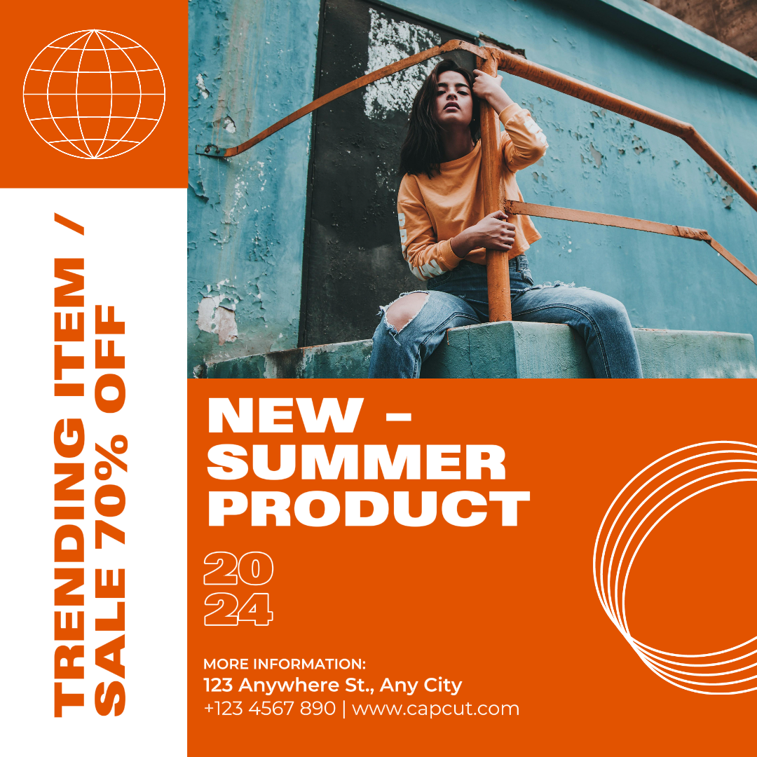 Pakaian dan sepatu Produk Musim Panas Baru Trending Item Sale Instagram Post Oranye Modern Minimalis