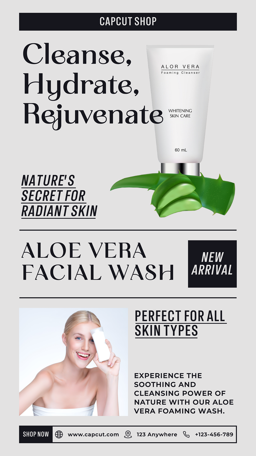 Póster de marketing para el cuidado de la belleza, cuidado de la piel, publicación de TikTok, estilo delicado