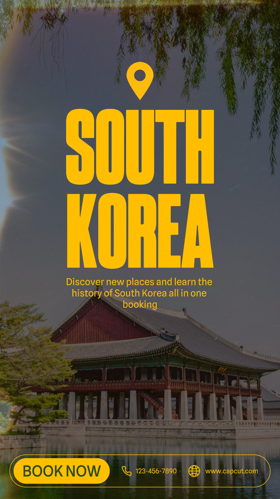 Viagem Pôster criativo Instagram Story Coreia do Sul