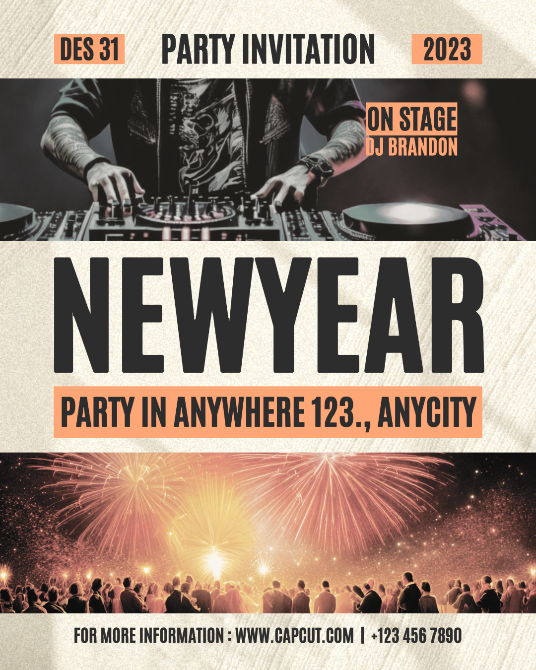 Invitación A La Fiesta De Año Nuevo Publicación De Instagram