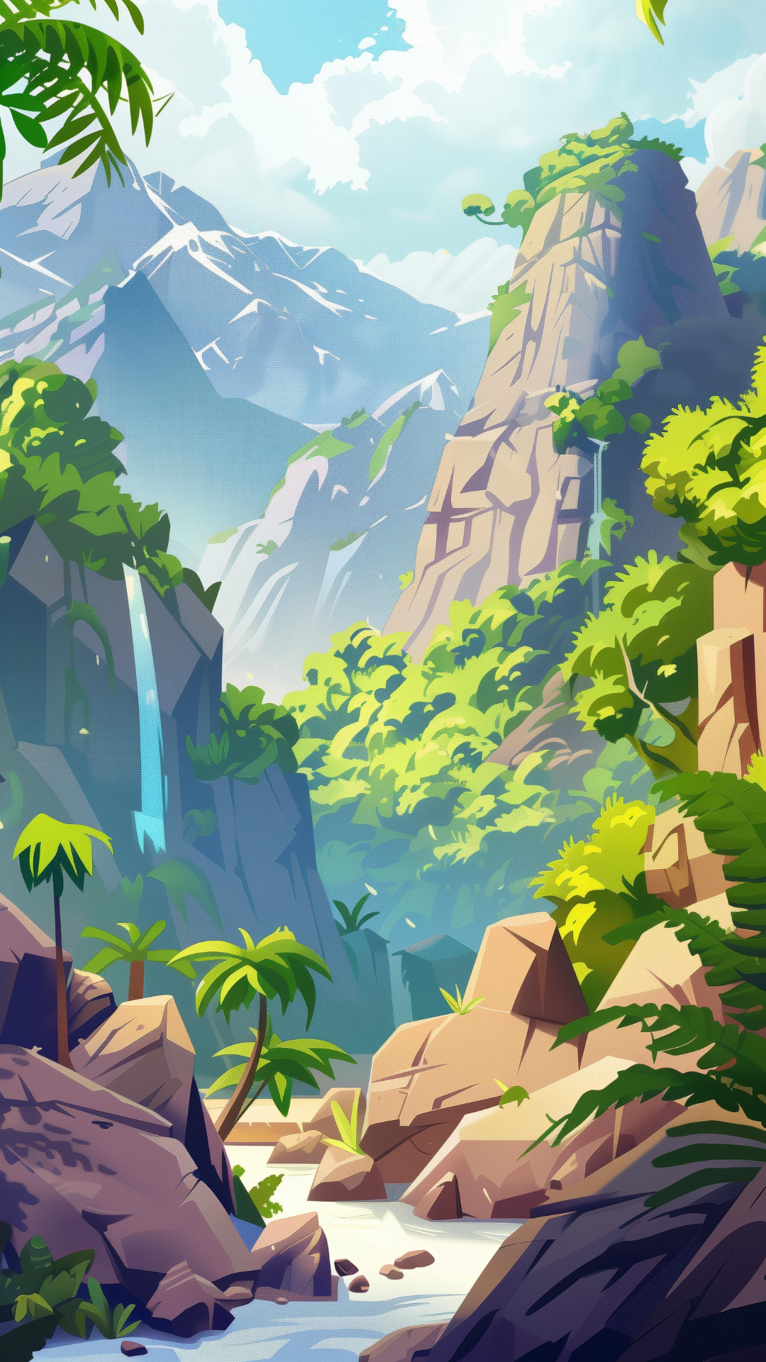 Fondo De Pantalla Montañas Dibujos Animados Ilustración Azul Verde