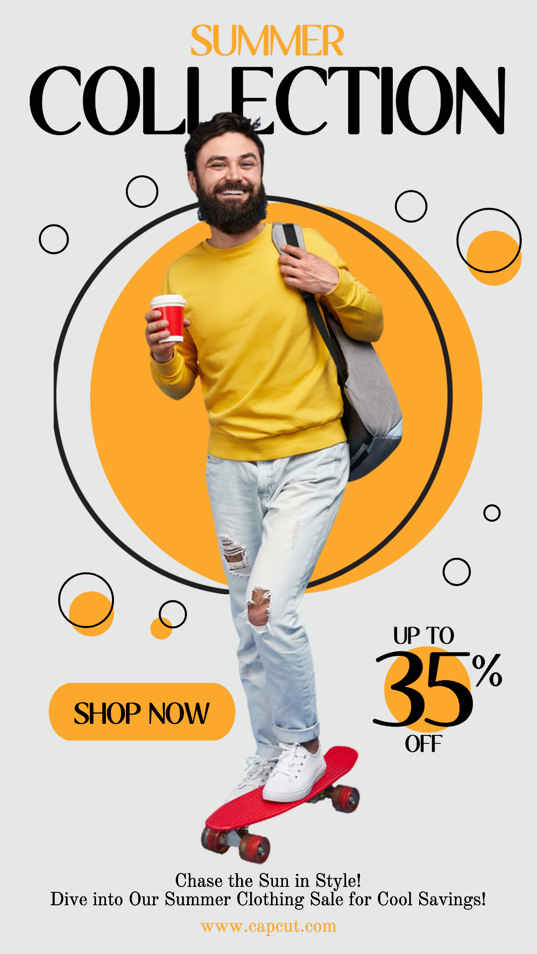 Kleidung und Schuhe Marketing Poster Instagran Story Gelb Weiß