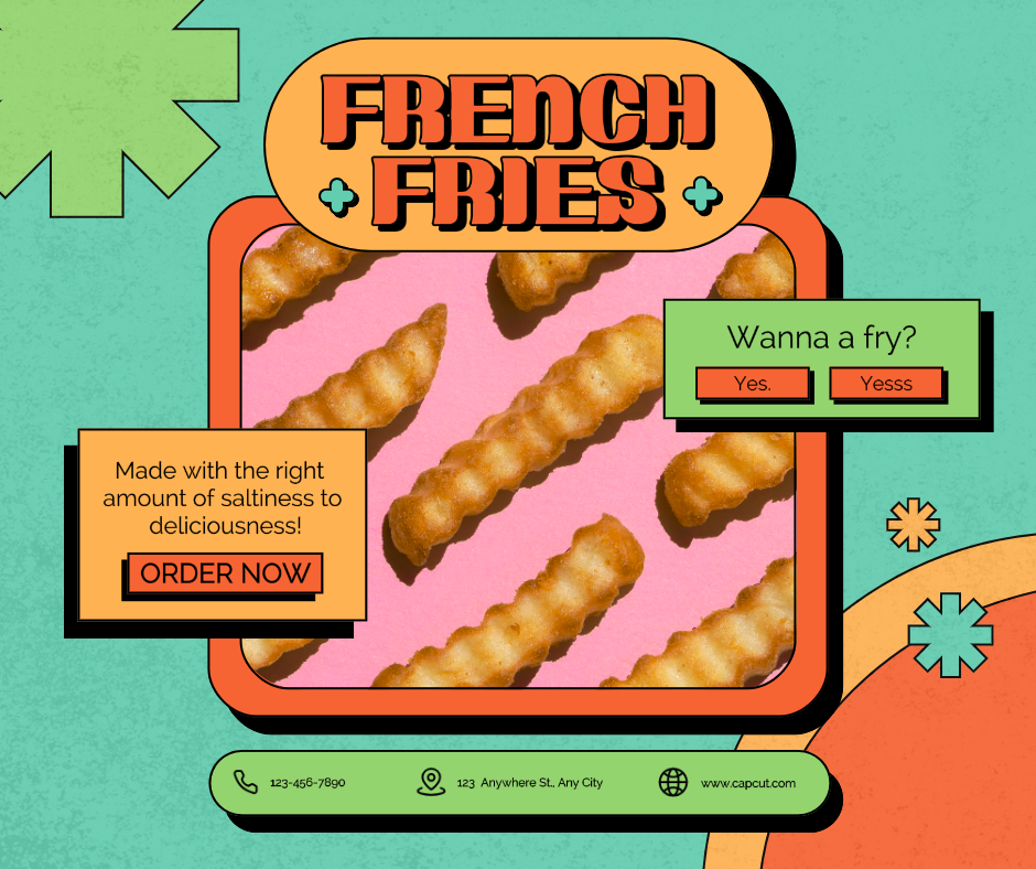 Affiche de marketing des aliments Frites